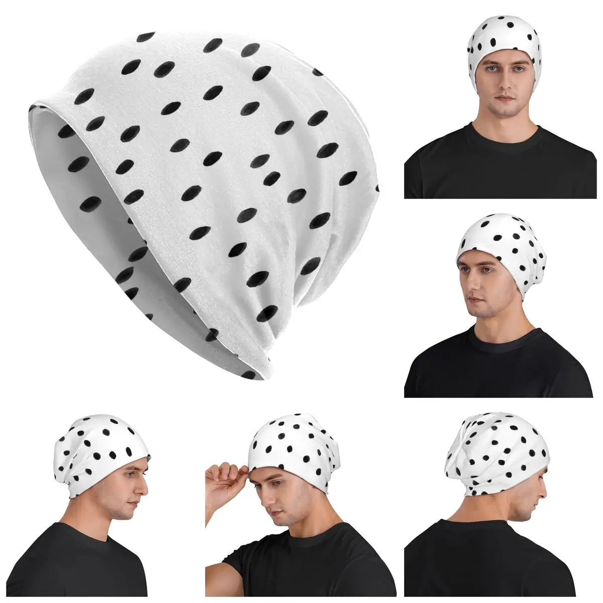 

Dalmatian Polka Dot Spots Pattern Warm Knitted Cap Fashion Bonnet Hat Autumn Winter Outdoor Beanies Hats for Men Women Adult
