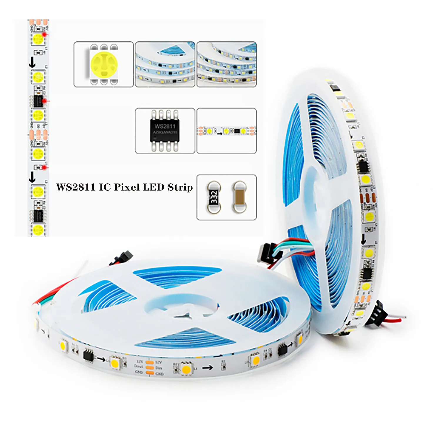 DC 12V 5m WS2811 LED Strip 5050 White Warm White Single Color Pixel LED Strip Addressable Horse Race External Control 30/60LED/M