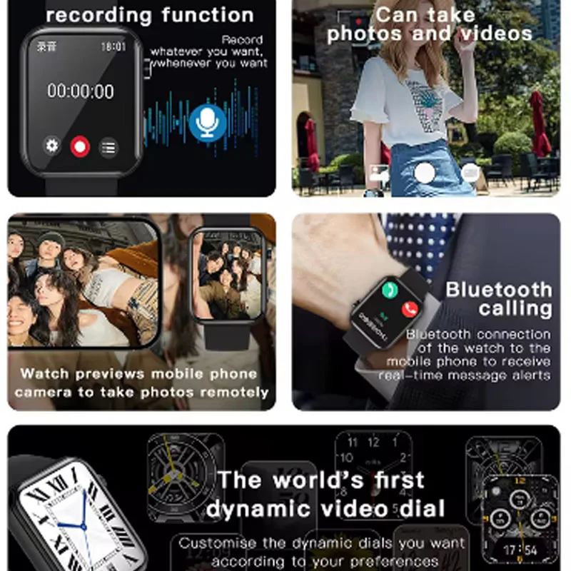 Have a Camera Smart Watch Women Video Player Heart Rate 1.9"HD Screen 100+ Sport Watch Bluetooth Call For  Motorola Moto G8 Plus