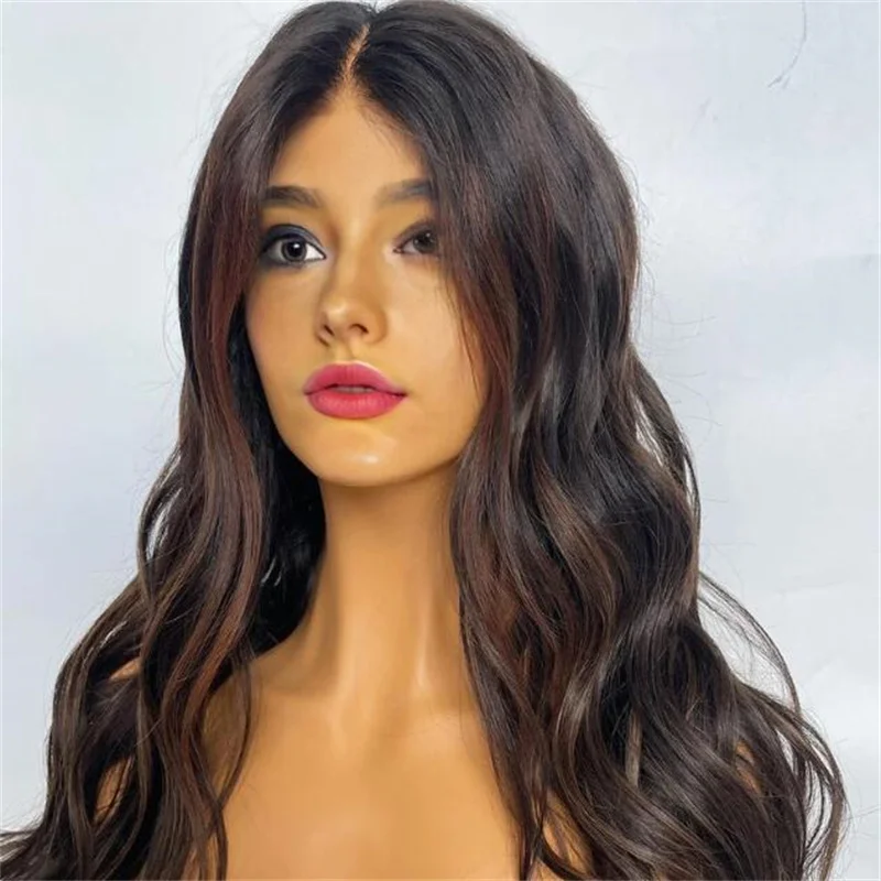 26inch 180%Density Highlight Brown 5x5 Silk Base Lace Wave Jewish Human With BabyHair HD Lace European Hair Preplucked Glueless