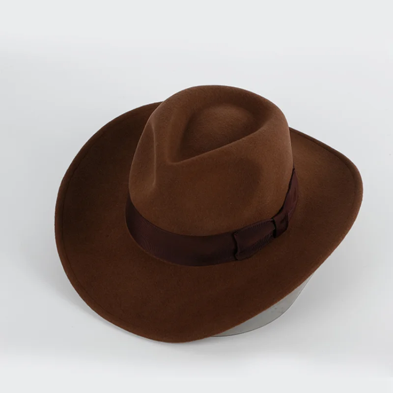 Indiana Jones Hat for Men Wool Felt Fedora Western Accessories Country Gorras Cowboy Chapeau Homme