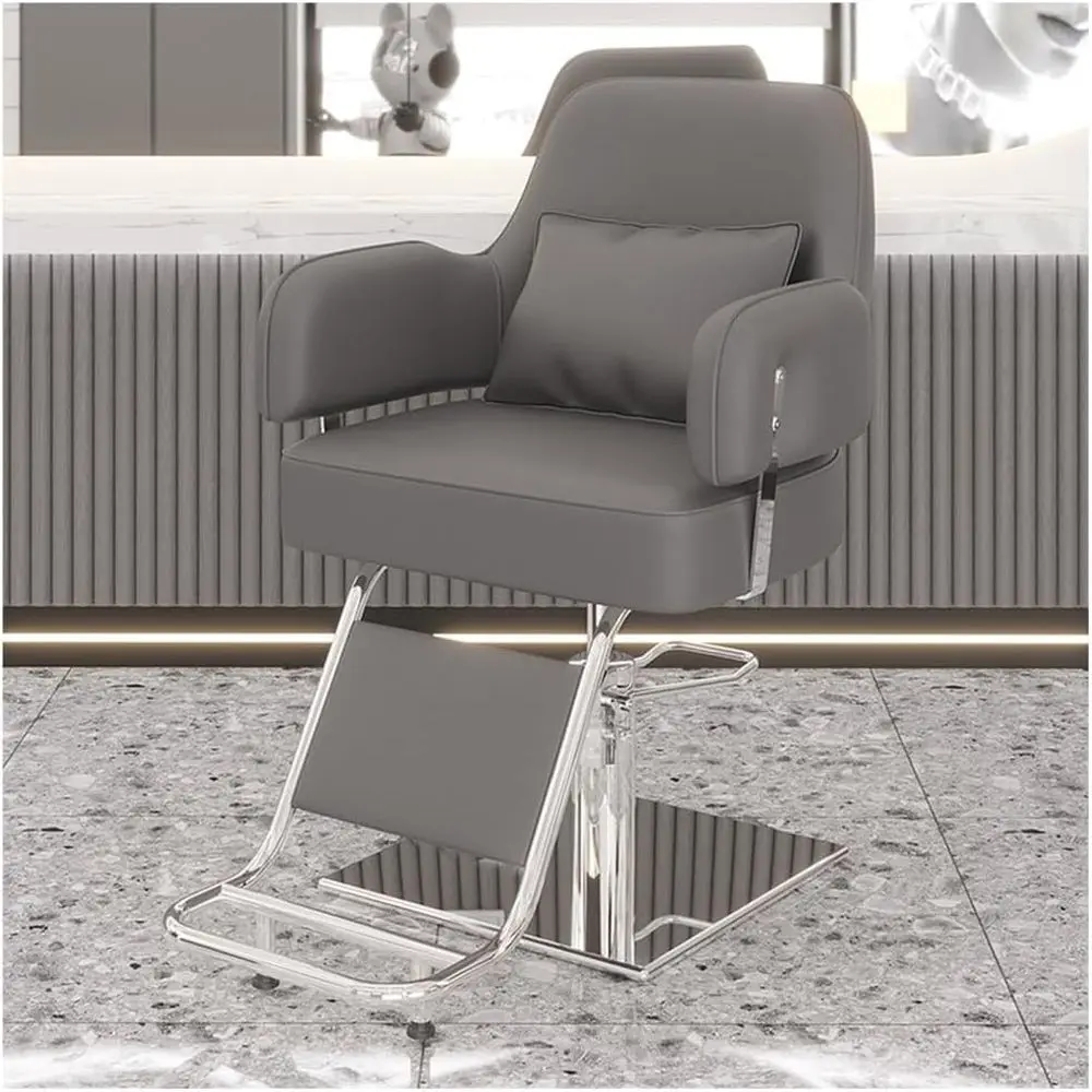

Heavy-Duty 360° Swivel Barber Chair with Adjustable Height, Comfortable Backrest, Handrail, and Waterproof Design for Hair Styli