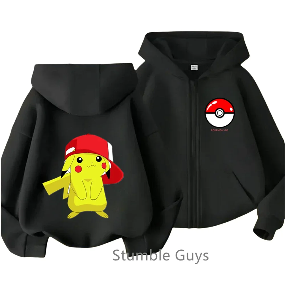 Fashion Pokemoned Zipper Hoodies Kids Boys Clothes Girls Japan Anime Sonic Long Sleeves Sweatshirt Cartoon Marios Clothing