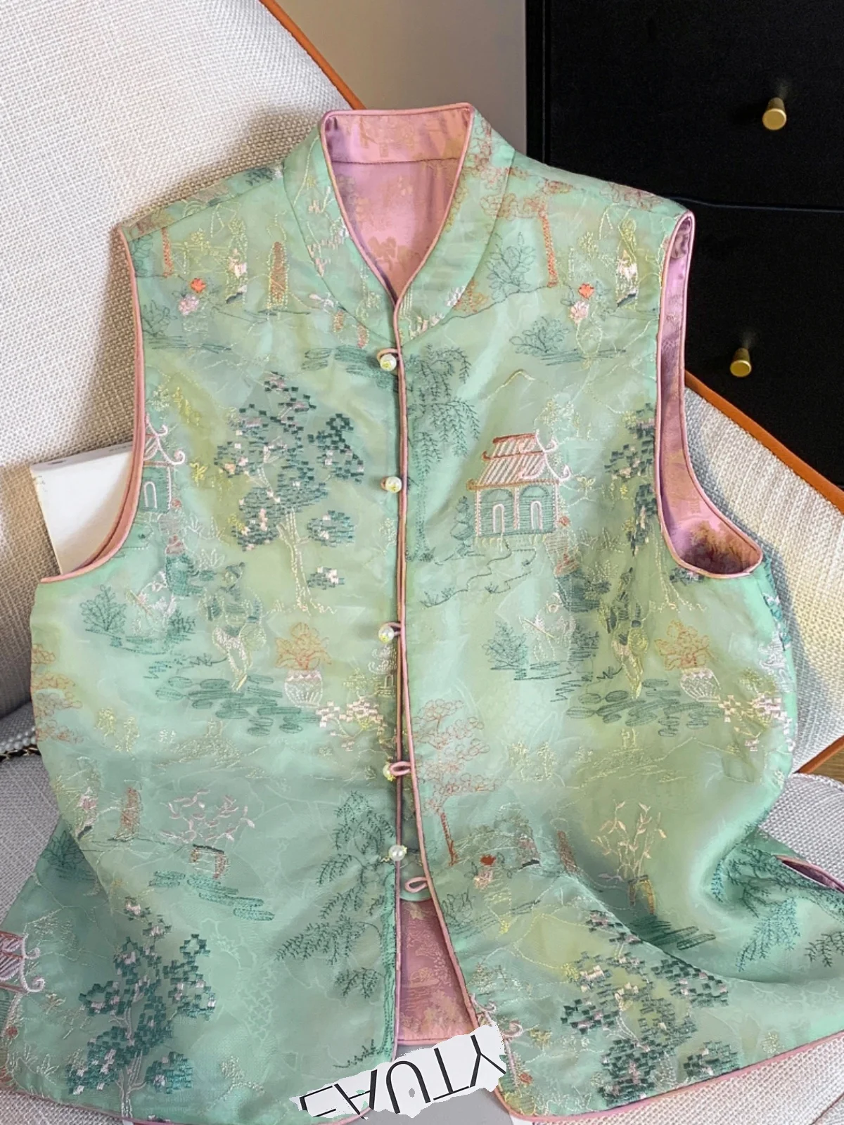 

Новый китайский жилет с вышивкой против старения, женский двусторонний жилет, универсальный национальный жилет на весну и лето, новая модель топа