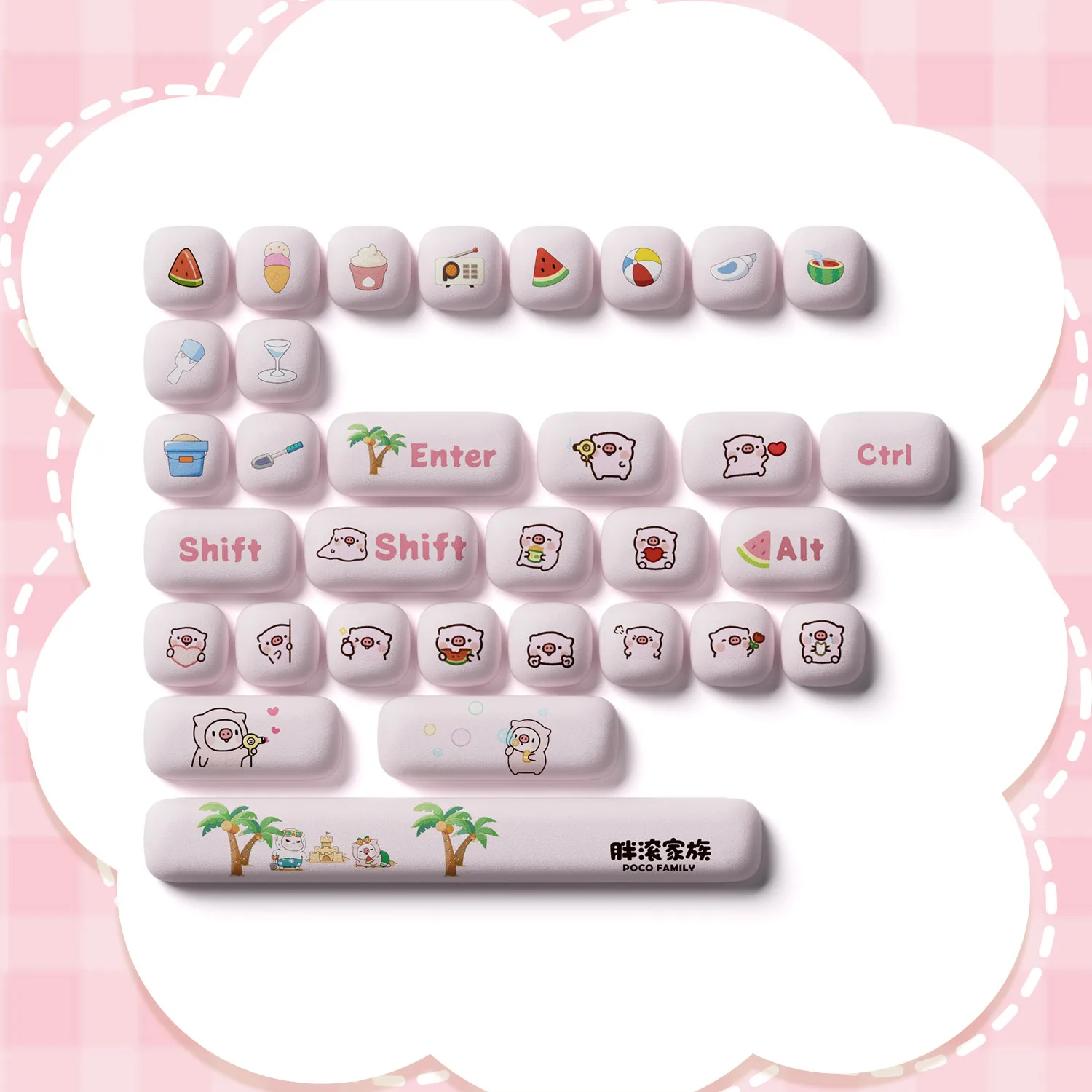 

Keyboard Keycaps Mouse Pad Large Table Mat Girls' Cute Cartoon Office Desk Set Made