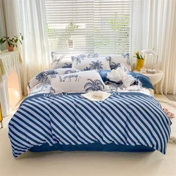Korea style Double bed Duvet cover Microfiber bedding queen king Twin size 220x240 200x230 for single cartoon Plaid 1PCS