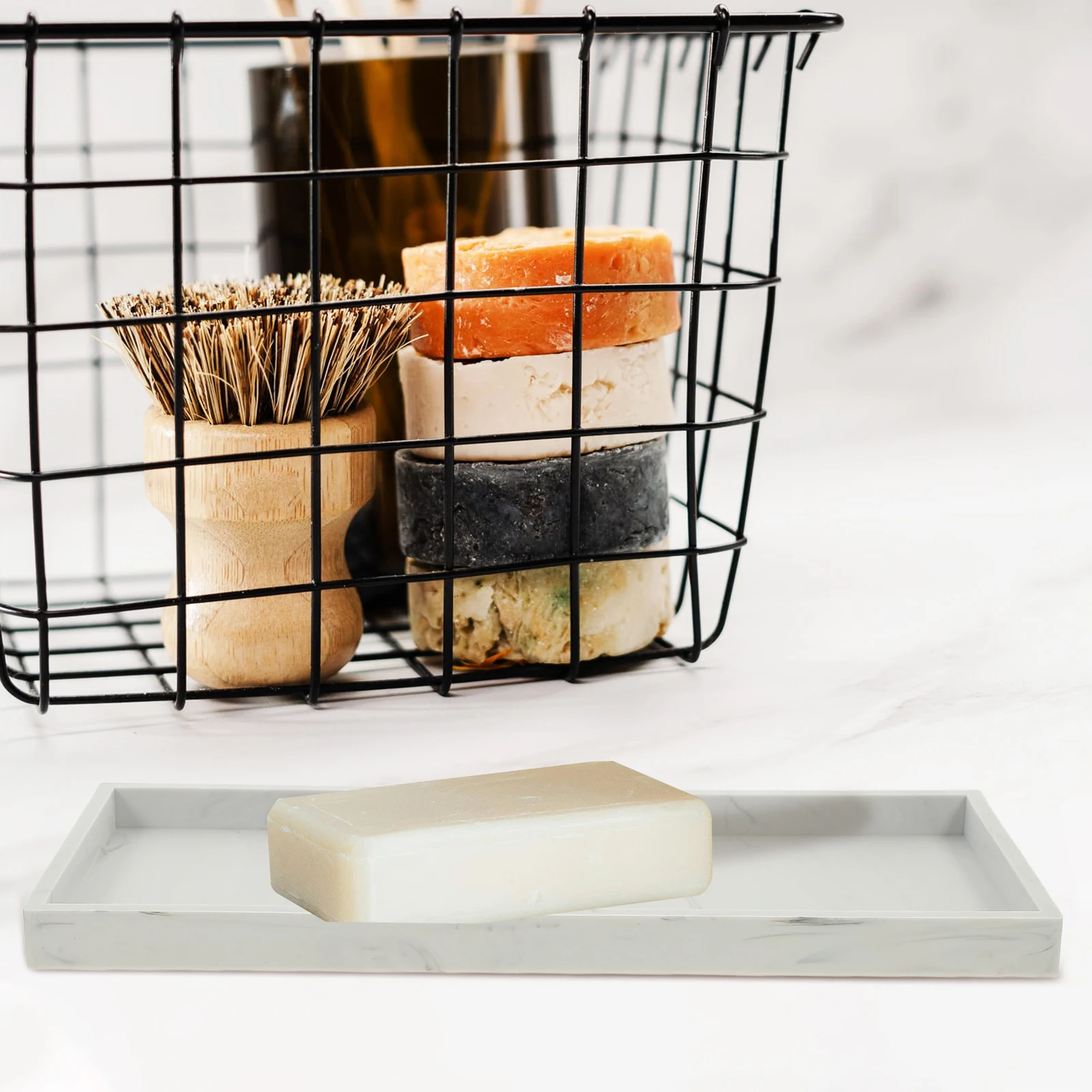 

2 Pcs Storage Tray Organizing Tray For Bathroom for Bathroom Vanity Countertop Smooth Decorative Jewelry Makeup Rectangle