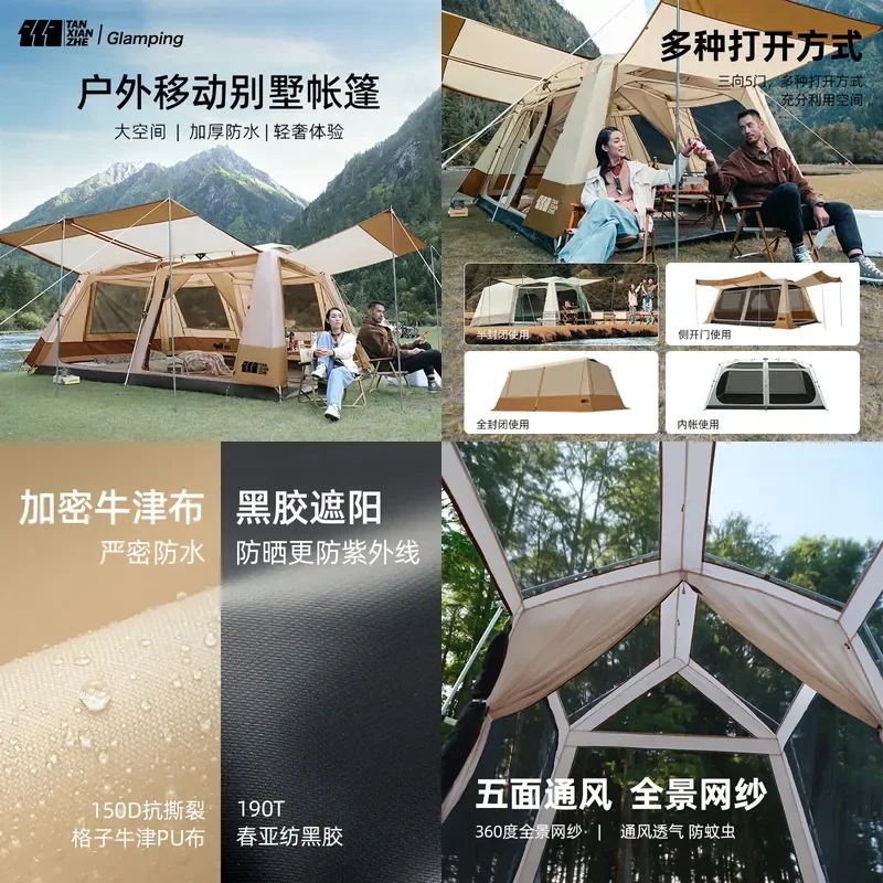 For Outdoor Tent 8-10 Person Family Double Layer Rainproof Camping Big Tent Two Bedroom One Hall Wholesale