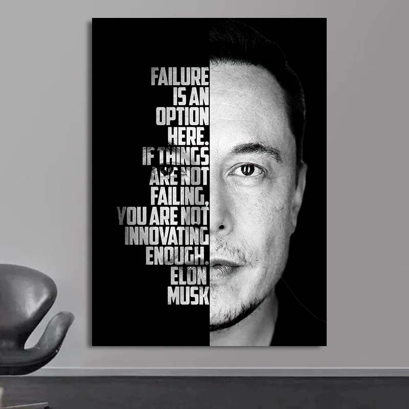 Graffiti Art Elon Musk Smoking Canvas Painting Classic Entrepreneur Inspirational Quote Poster and Print Wall Art Room Decor