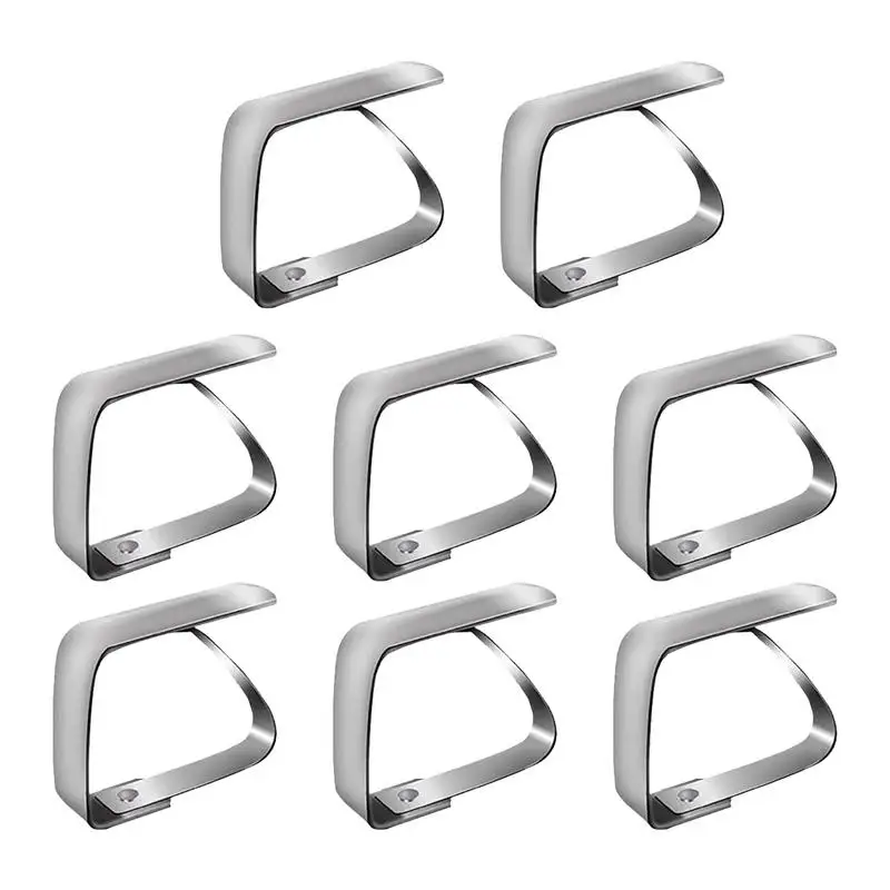 8pcs/set Map Table Holder Clip Stainless Steel Adjustable Tablecloth Clips Cloth Cover Clamp Party Picnic Holder Clamp Tools