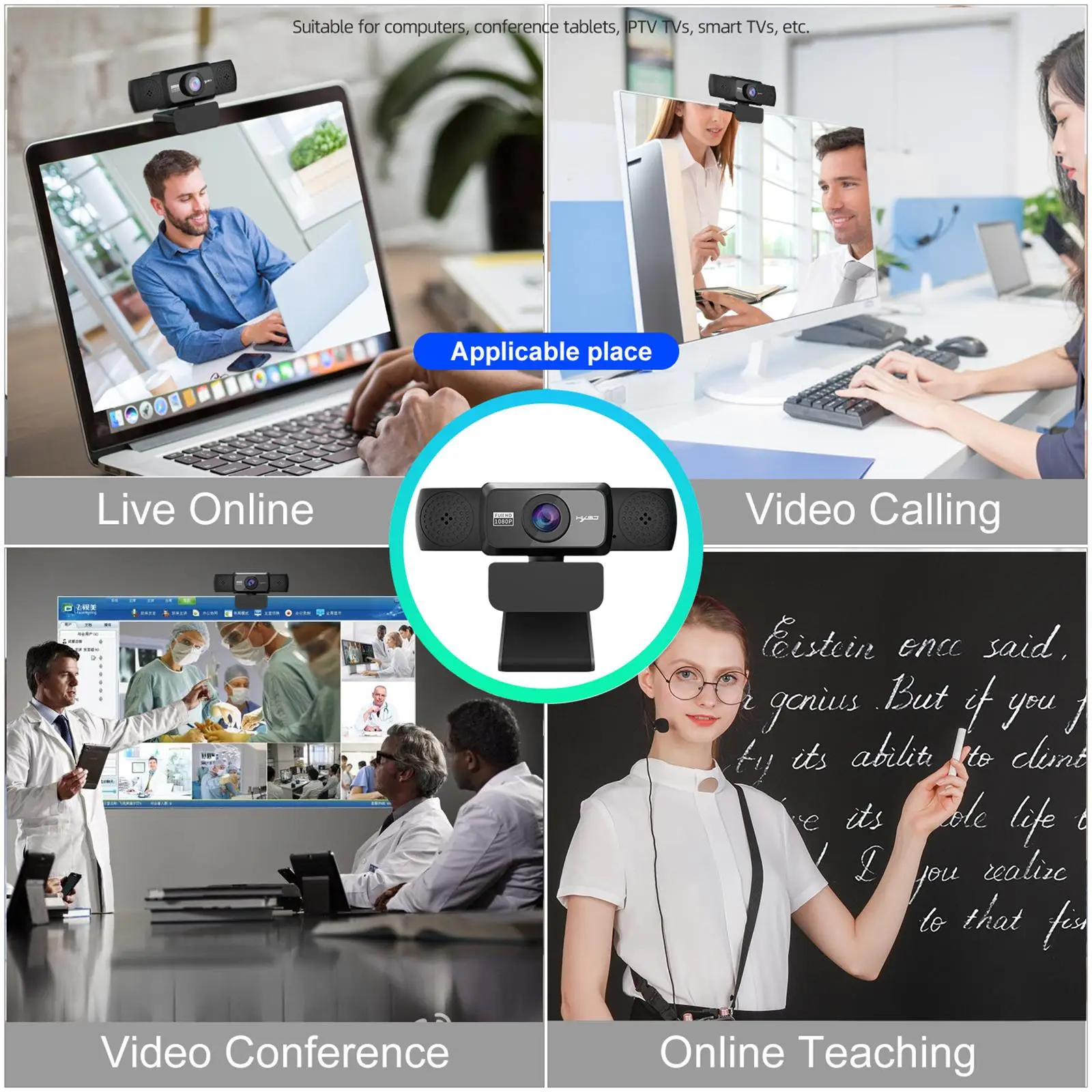 1080P Web Camera Full HD for Laptop Streaming Computer Conferencing Teaching