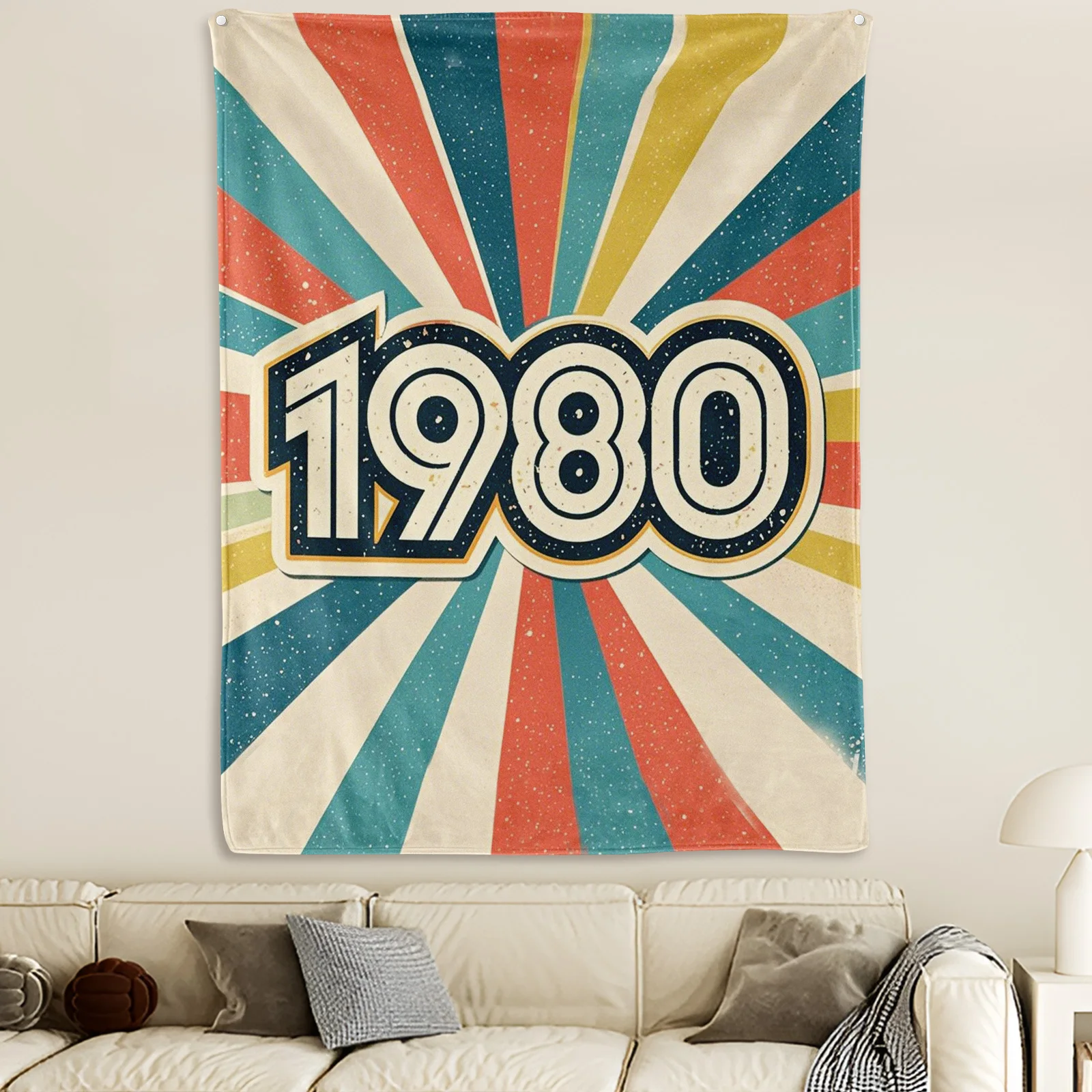 

Retro 1980 Radiating Lines Creative Tapestry Blanket For Vintage And Artistic Home Decor With Yearly Aesthetic Design Appeal