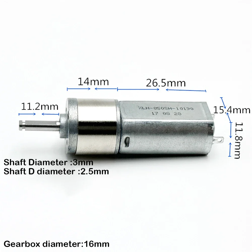 16GA-050 Gear Motor Forward and Reverse Gear Reducer DC 3V-7.4V 50RPM-130RPM with Brushed Permanent Magnet Reduction Motor