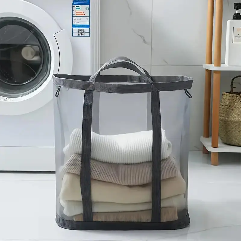 Foldable Dirty Laundry Basket Mesh Breathable Laundry Basket Clothes Toy Storage Baskets Large Capacity Home Storage Supplies view 4