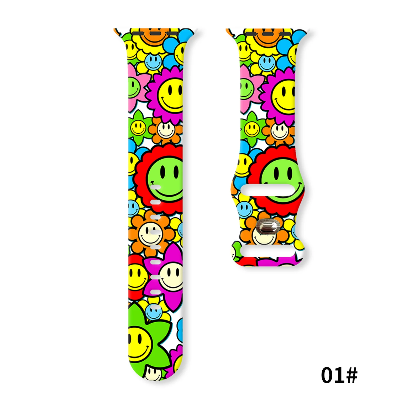 

Radiant Sunflower Series Print Watchband for Apple Watch 11/10/9/8/SE, Soft Waterproof Replacement Silicone Strap 46/45/44/42mm