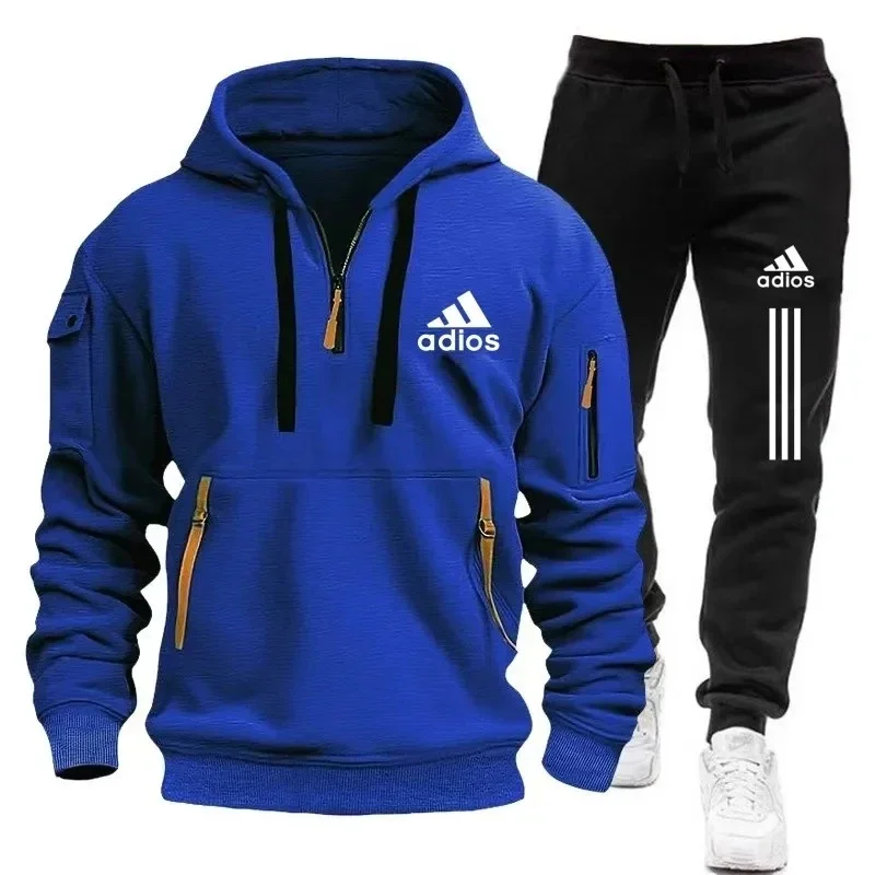 Herren Herbst und Winter neuer Freizeitsport Jogging Fitnessanzug Kapuze Langarm Hoodie + Sporthose zweiteiliges Set
