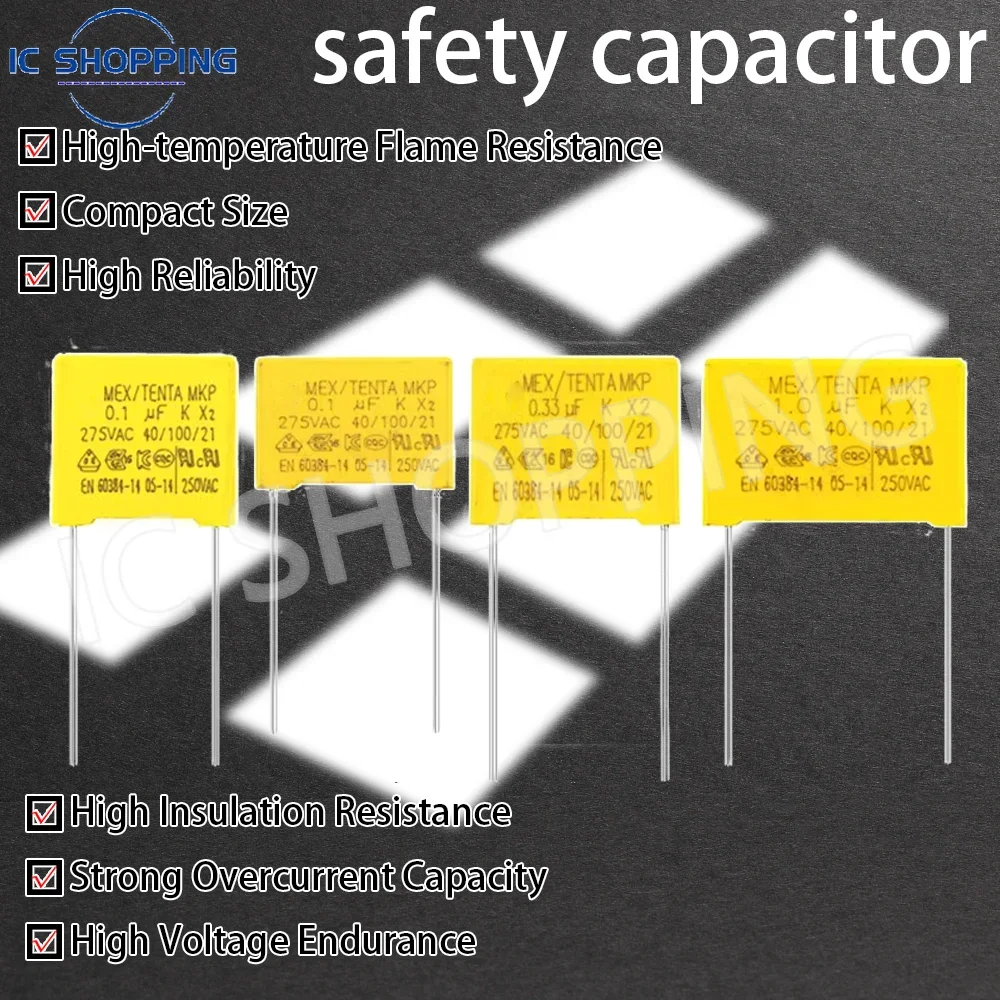 10PCS 275VAC Polypropylene Film Capacitor X2 0.01 0.1 0.15 0.022  0.22 0.33 0.47 0.56 0.68 1.2uf 104K 1uf Correction Capacitor