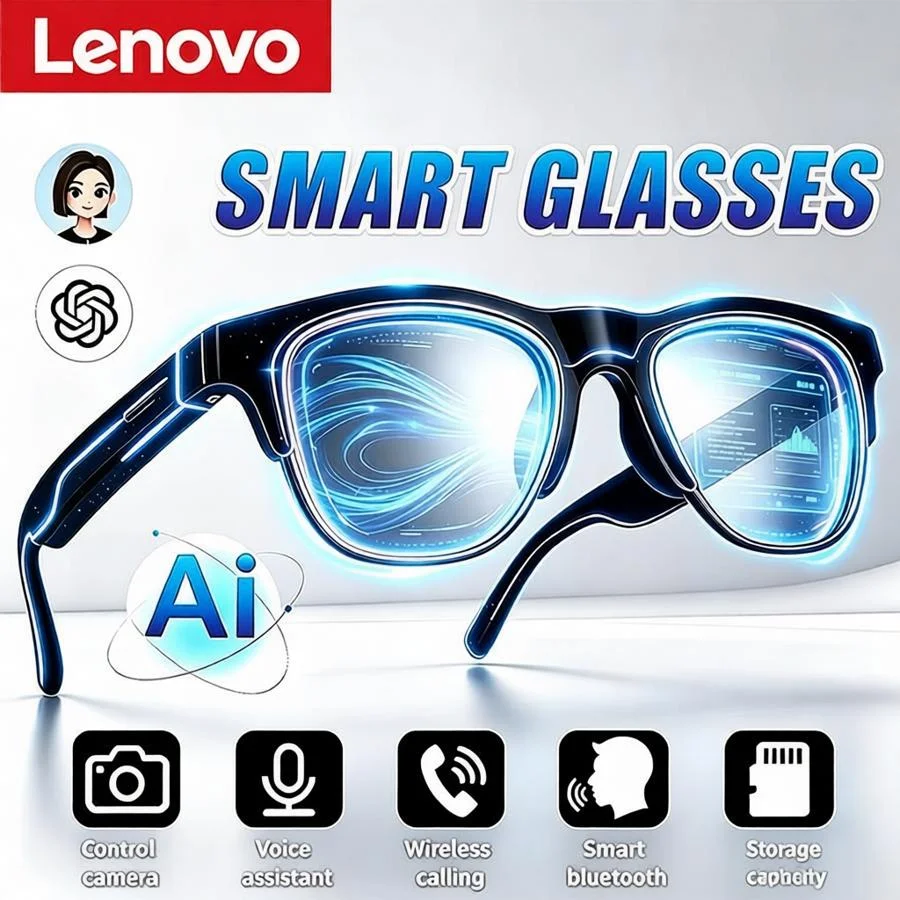 Lunettes Intelligentes Lenovo AI : Traduction Instantanée, Appels Mains Libres, Enregistrement de Chat AI, Lecture Musicale – Lunettes de Soleil Connectées pour Hommes et Femmes – Nouveauté 2026