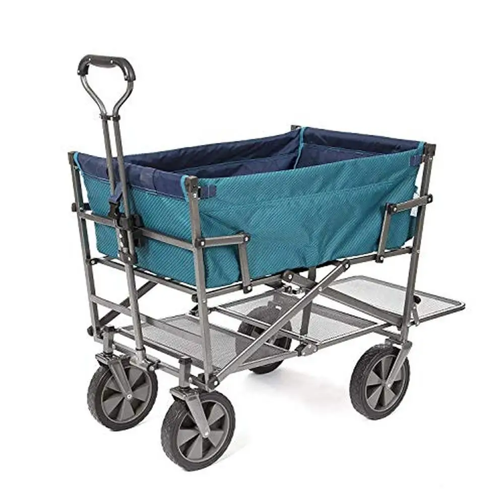 Heavy Duty 2-Tier Foldable Utility Wagons Camping Sports and Beach Trips All Terrain Portable Cart with Adjustable Handle Holds