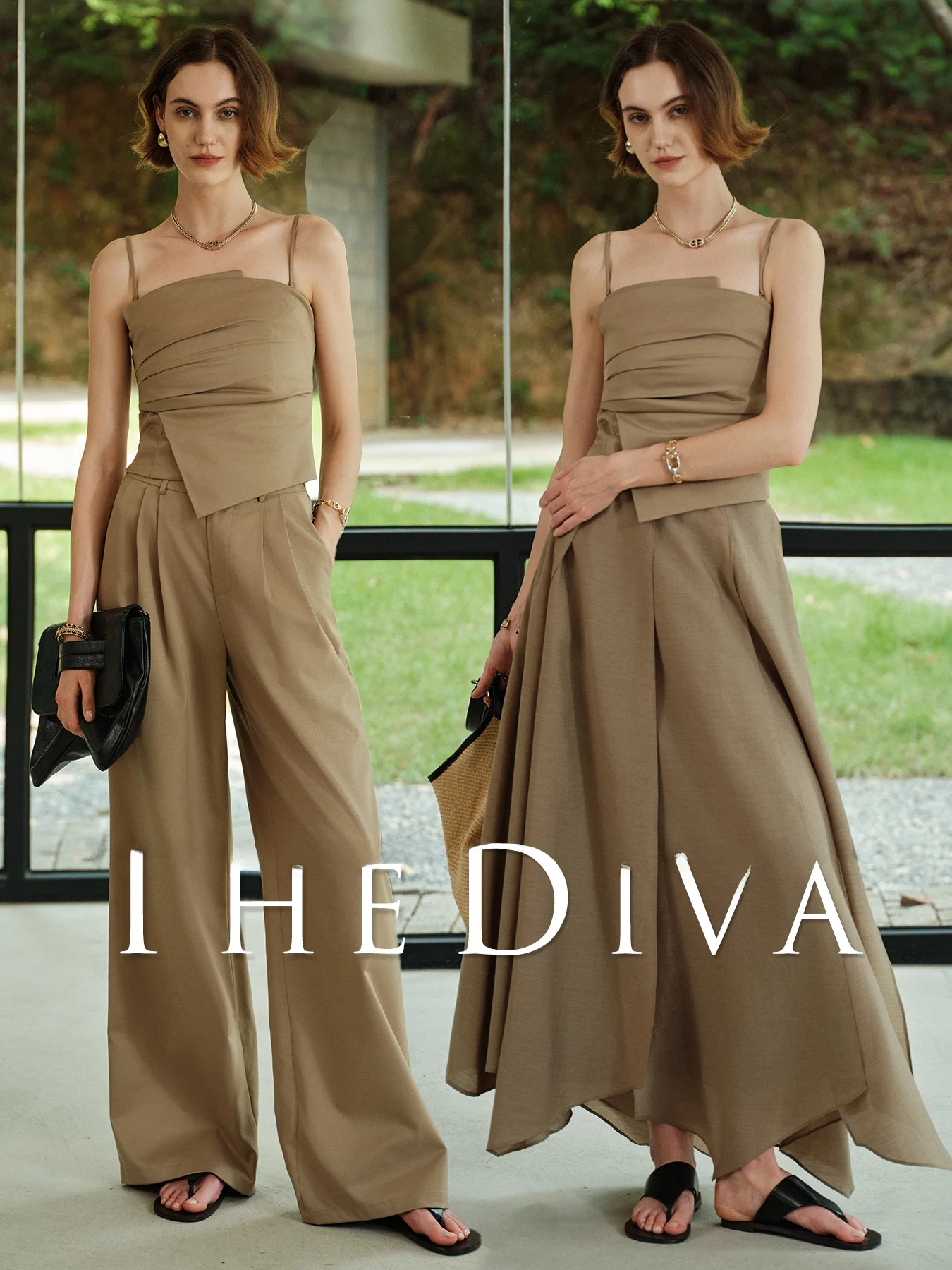 

Комплект Diva Original Design: Женские брюки-кюлоты из тонкой шерсти и повседневный летний топ для офиса и на каждый день