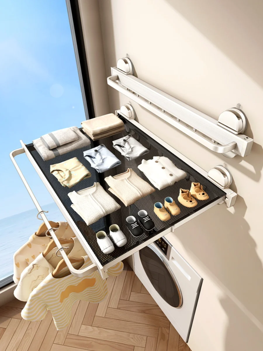 

Невидимая сушилка для белья на присосках для балкона, экономящая пространство, выдвижная сетка-сушилка для окон, вешалка для одежды