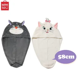 MINISO Anime Kawaii Disney Lucifer Marie Cat Hair-drying Cap Cartoon The Aristocats Girls Soft Absorbent Towel Hair Towel Gift