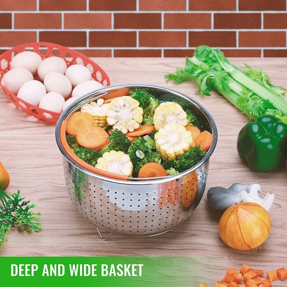 Stainless Steel Steamer Basket In Stant Pot Accessories For Instant Cooker With Silicone Handle Pressure Cooker Rice Steamer