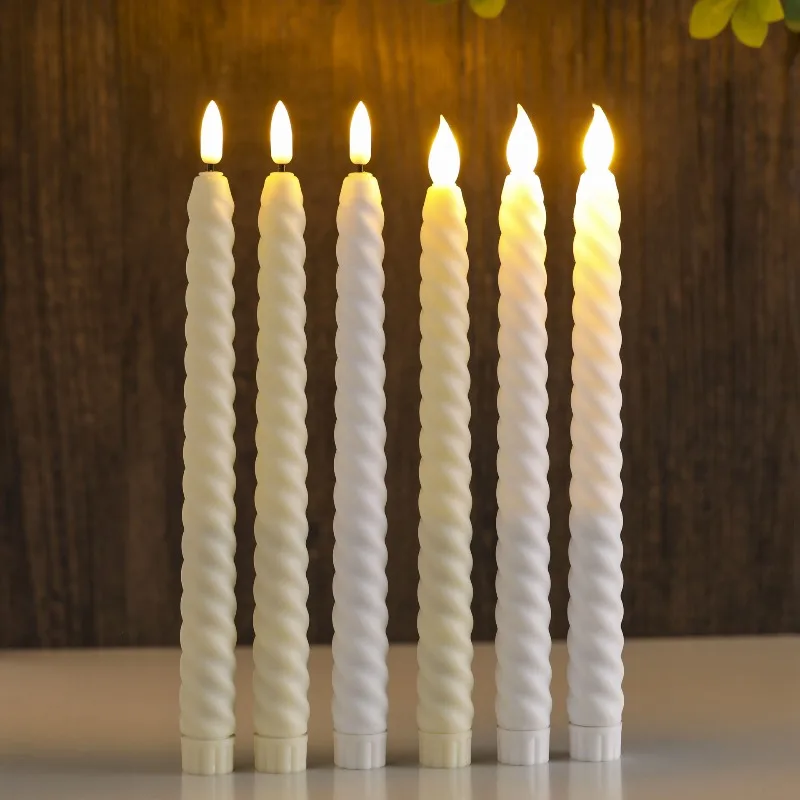 Flameless Taper Candles with 10-Key Remote, Battery Operated Led Warm 3D Wick Light Window Candles Fake Wax Pack of 6