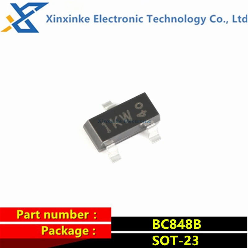 100PCS BC848B,215 BC848B Marking：1KW/1K SOT-23 30V/100mA NPN Transistor SMD Triode