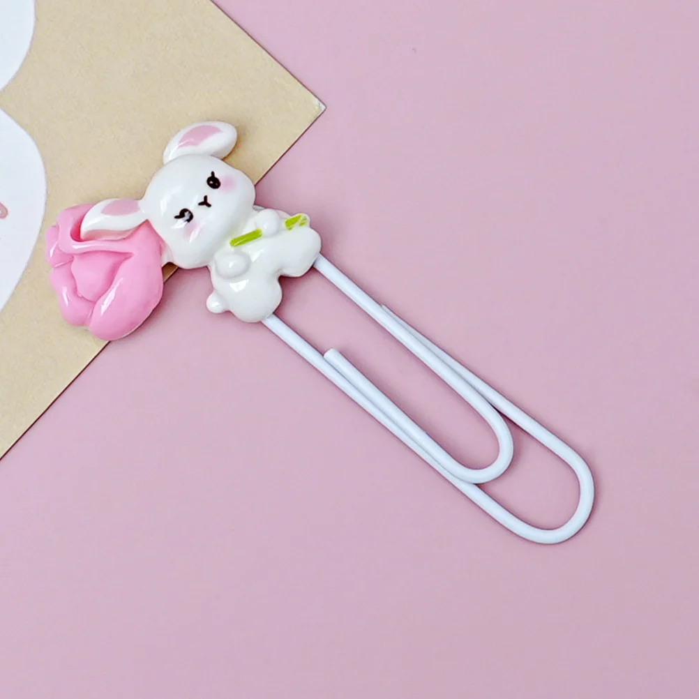 5Pcs Rabbit Paper Clips Metal Easter Bunny Shaped Decorative Clips for Office School DIY Bookmarks Easter Party Supplies