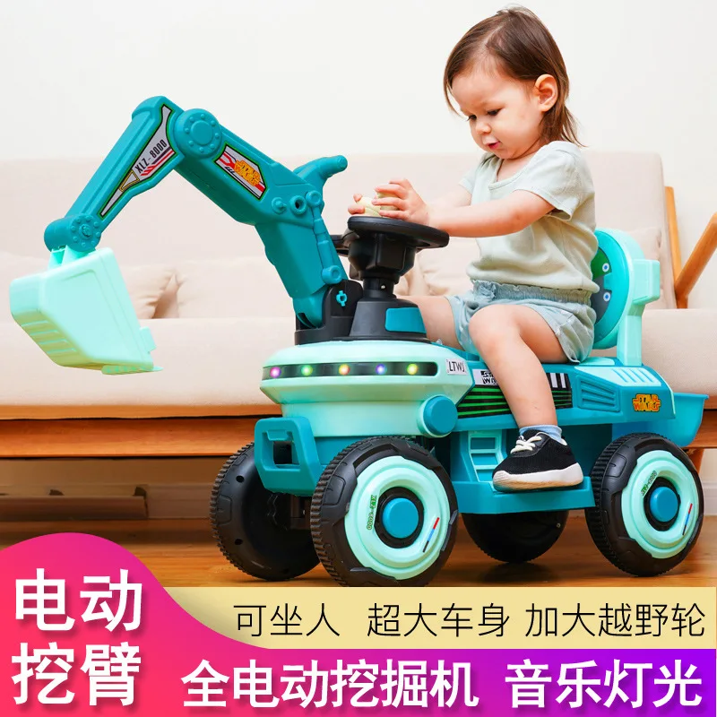 New Children\'s Electric Excavator Large Seatable Children\'s Toys Children\'s Electric Vehicle with Light