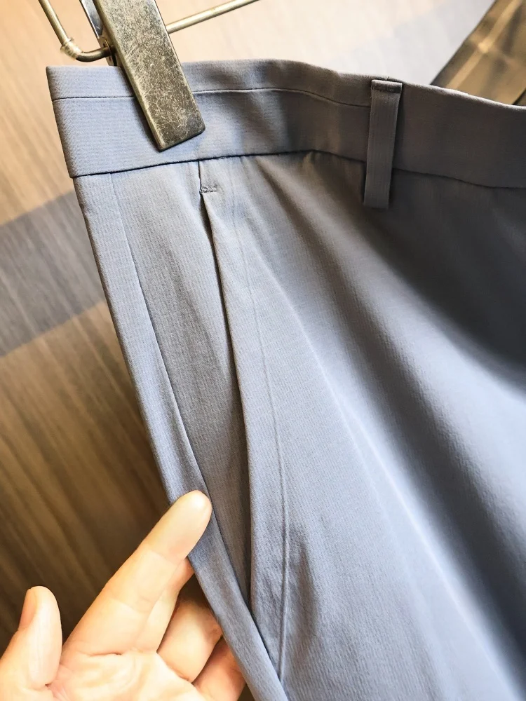 Ultra-Thin Elastic Skin-Friendly Summer Casual Pants Men's Straight Leg Comfortable Breathable Daily Wear Black Grey White