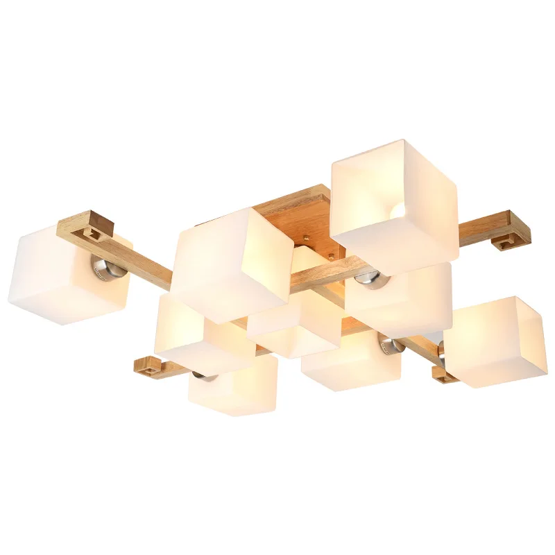 

Nordic style living room lighting atmosphere home creative solid wood hall dining room light Japanese bedroom LED ceiling light