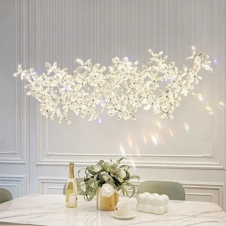 French Modern Crystal Chandelier Elegant Pendant Light for Dining Room, Living Room, Bedroom & Table Decor
