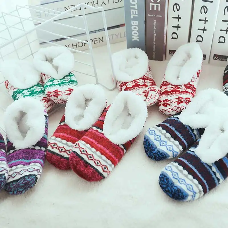 Winter stocking with fleece thickening warm American cashmere floor socks slipper socks home indoor non-slip shoe cover