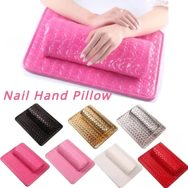 Juego de almohada para uñas, almohadilla de cuero PU suave, reposabrazos de esponja, medio redondo, diseño de corazón, herramienta de mejora de uñas