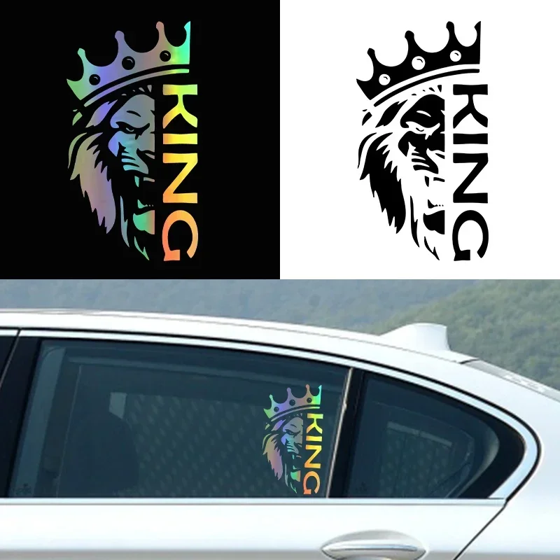 11*20CM Exquisite Car Interior Sticker Lion with A Crown King Die Cut Vinyl Sticker Car Bumper Laptop Waterproof Car Decoration