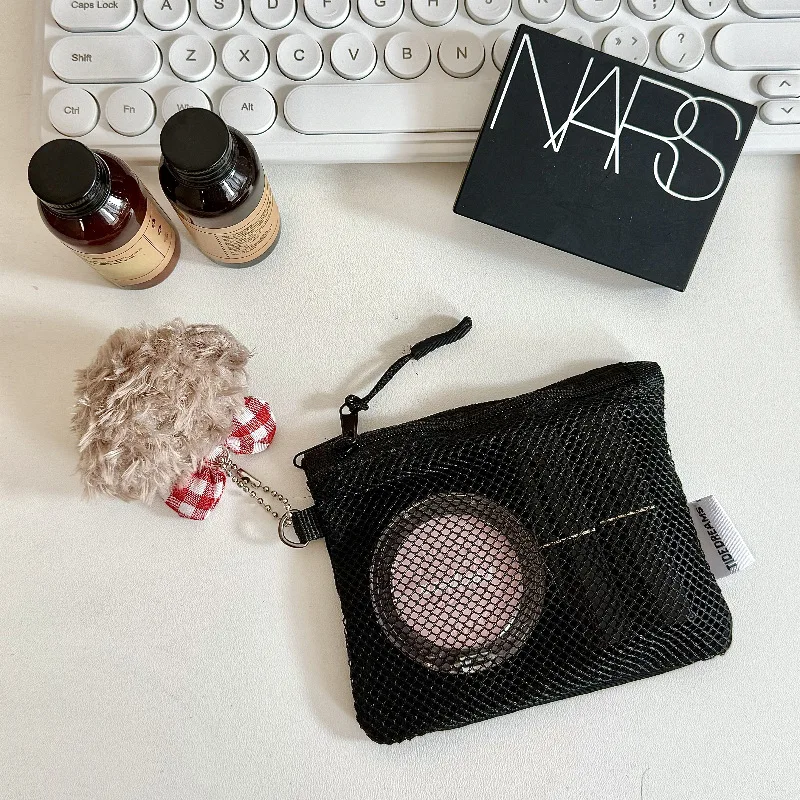 

Новые премиальные утолщенные сетчатые косметички с двойным слоем и гладкой молнией, кошелек для монет, простой портативный мини-квадратный многофункциональный органайзер