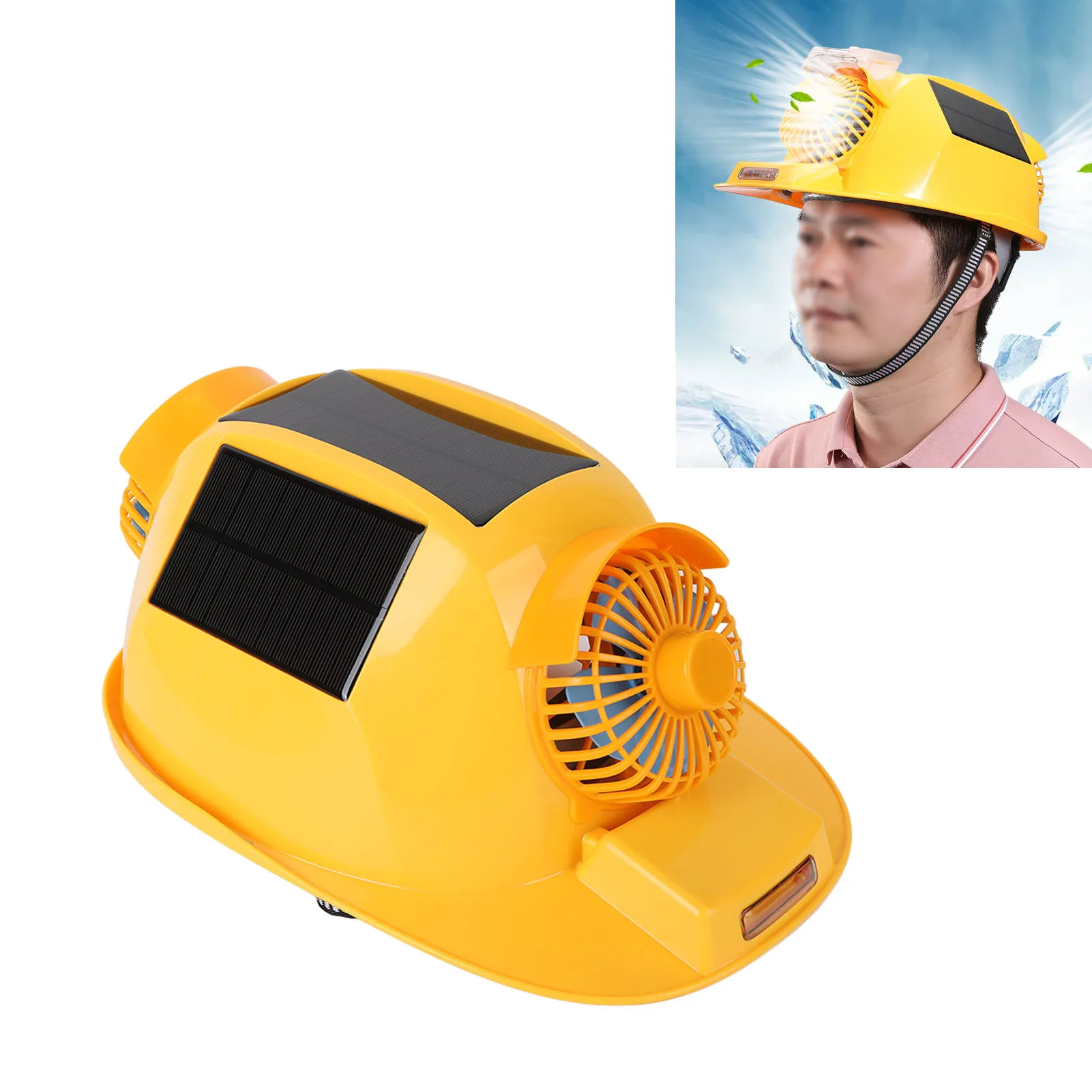 Hard Hat Double Fan Helmet with Light Solar Safety Helmet for Construction Home Improvement Helmet Hat Supplies Safety Helmet