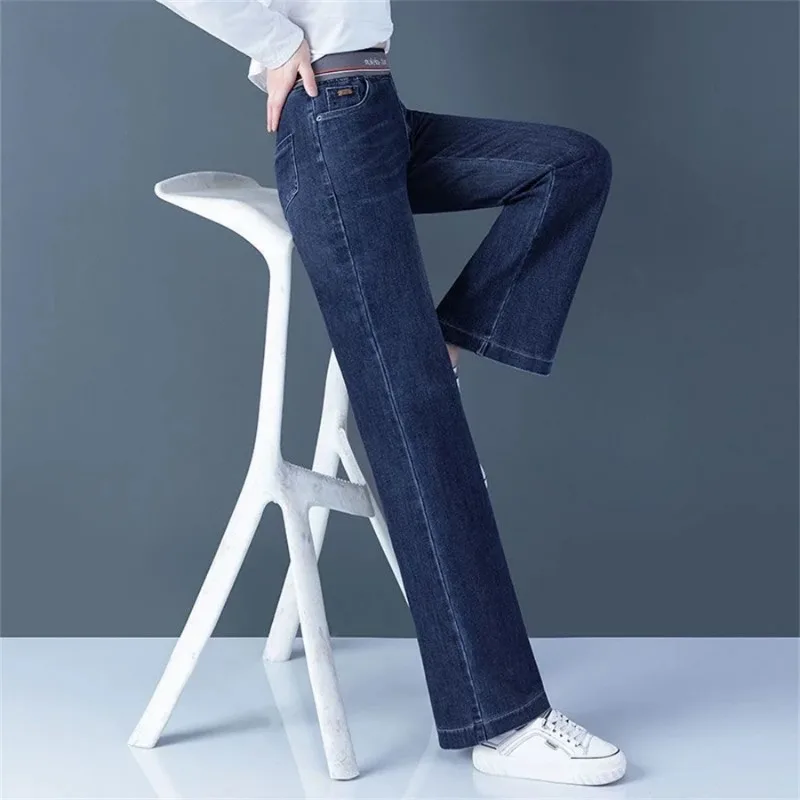 2024 New High Waist Wide Leg Denim Pants Women Vintage Fashion Loose Vaqueros Pantalones Korean Stretch Casual Straight Jeansy