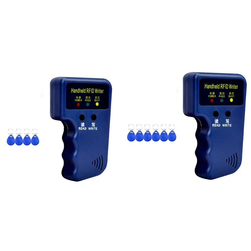 قارئ بطاقات RFID 125 كيلو هرتز + 4 مجموعة Keyfobs ناسخة كاتب ناسخ مبرمج بطاقة الهوية نسخة EM4305 T5577 كل علامات قابلة للكتابة