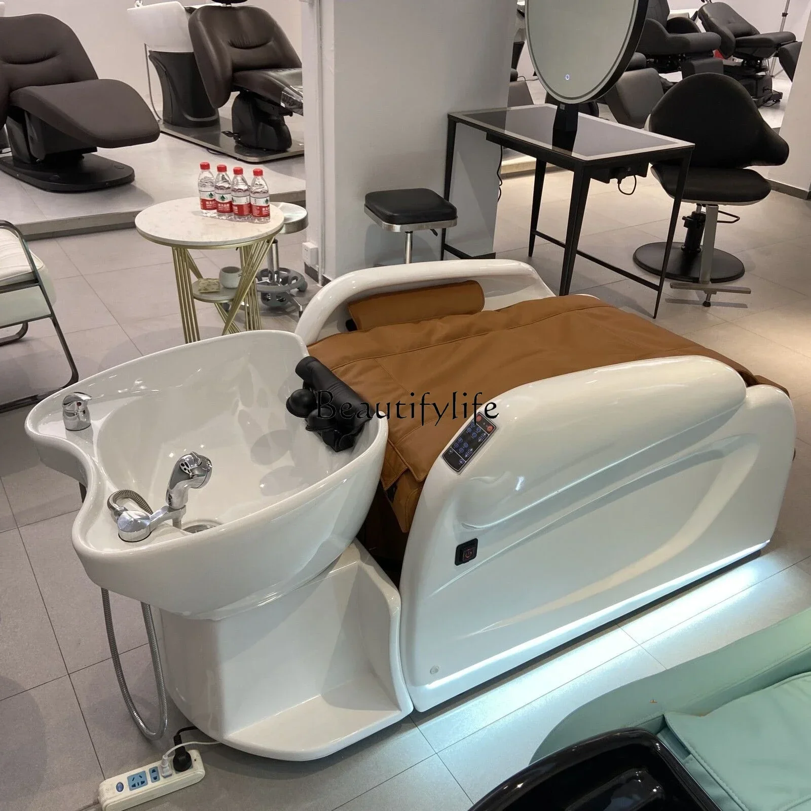 LBarber Shop z inteligentnym, elektrycznym masażem, leżanką do mycia włosów z automatycznym spłukiwaniem, wielofunkcyjna