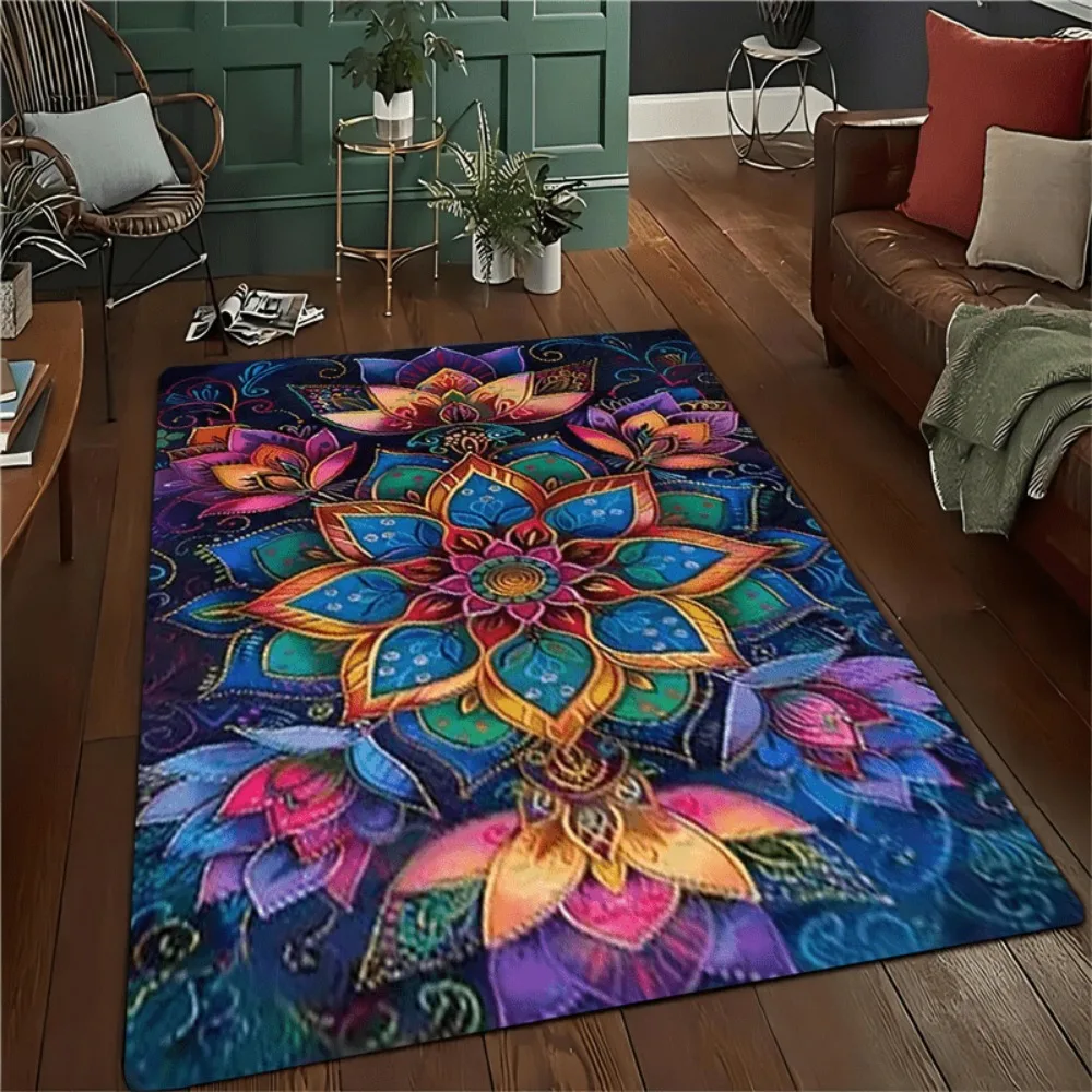 

Bohemian Style Carpet Mandala Printed Living Room Bedroom Decor Non-slip Rug Parlor Floor Mat Surface Soft Carpet Birthday Gift