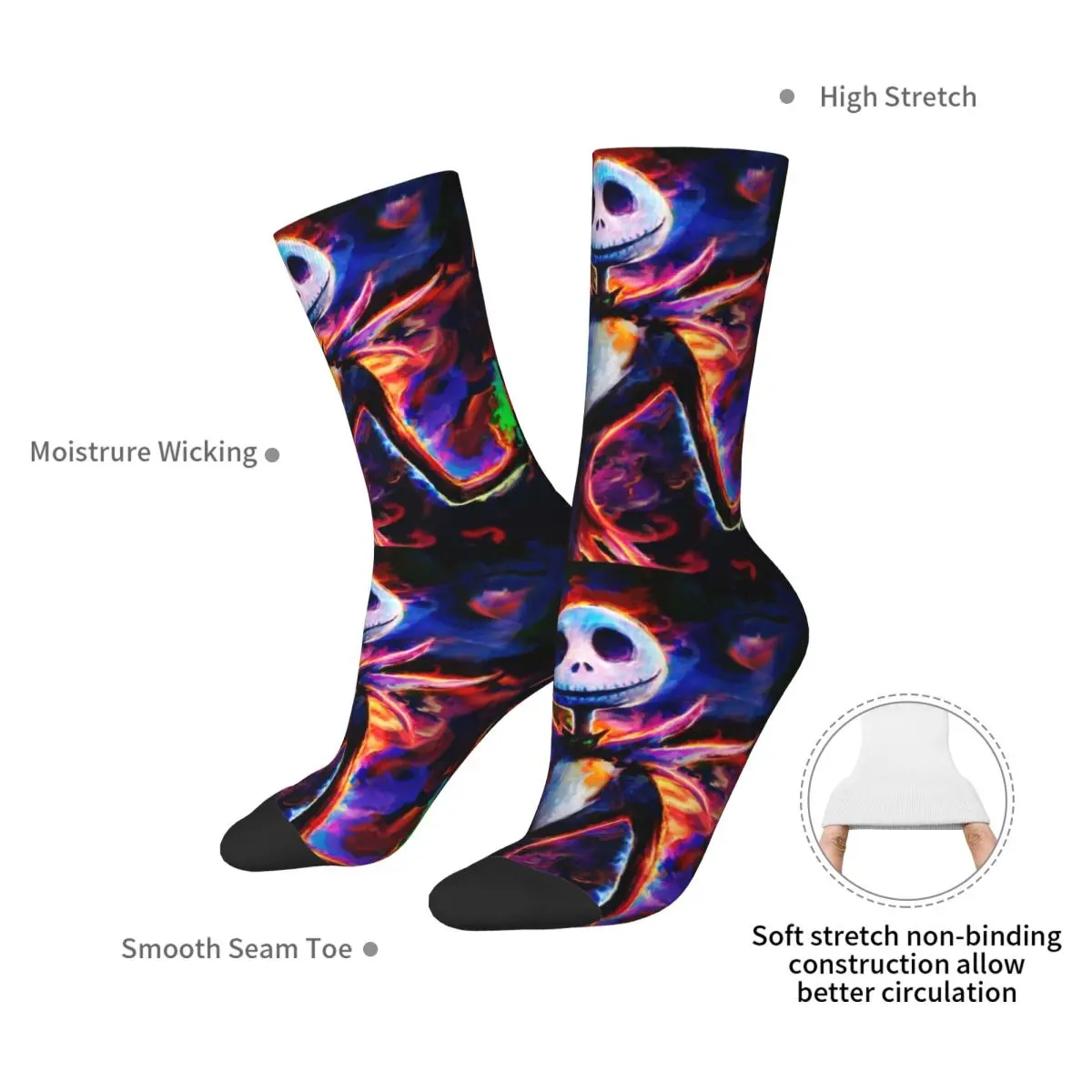 Automne hiver mode femmes hommes cauchemar avant noël Jack Skellington chaussettes le cauchemar avant noël équipage chaussettes