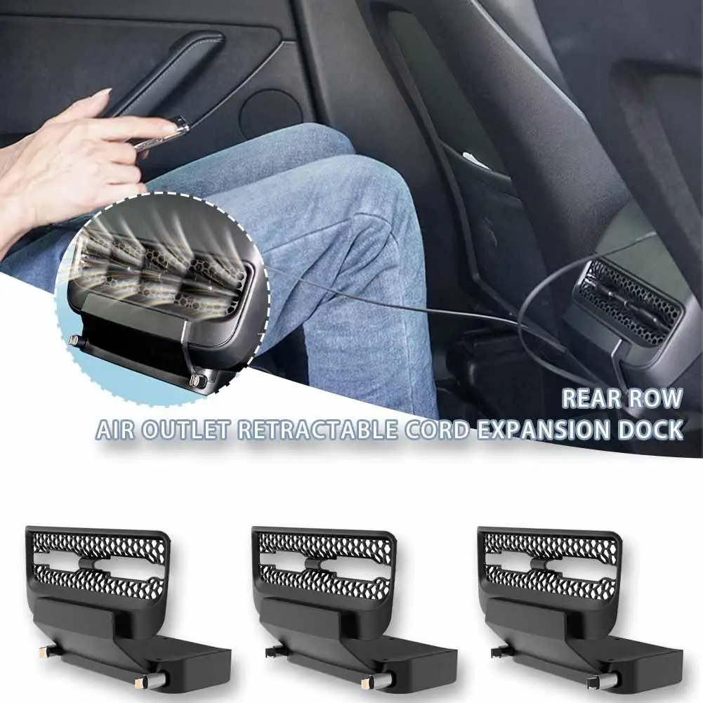 

Car Rear Air Vent Intelligent Docking Station for Tesla Y 2021-2023 Type-C PD 27W Fast Charging USB Docking Station R4K4