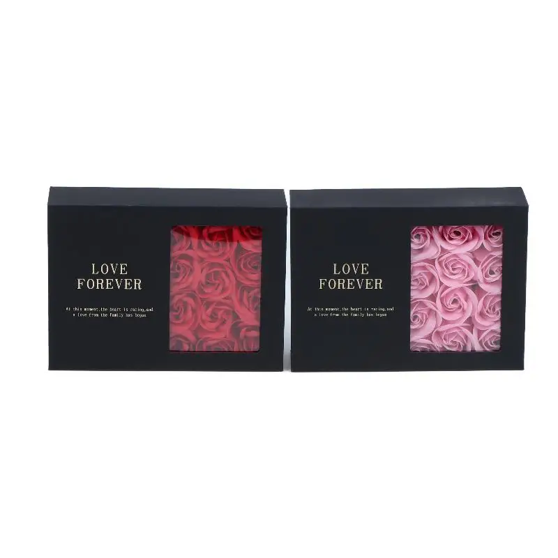 12 Rosen Seifenblumen Schmuck Geschenkbox mit Geschenktüte Valentinstag Geschenkbox für Halsketten Ohrringe Ringe Verpackungsbox – Detail 8