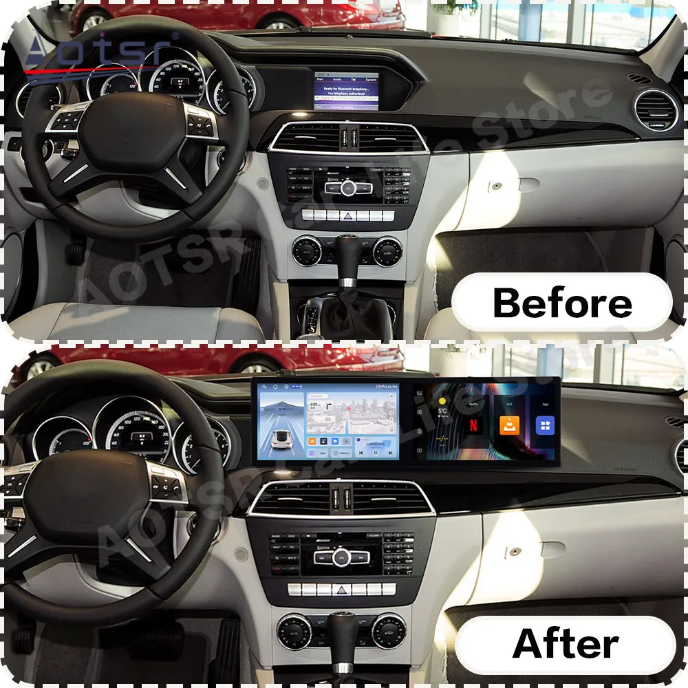 Upgrade Voice Multimedia Receiver Android Auto For Benz C-Class 2011~2014 GPS Navigation Automotive Stereo Car Radio Head Unit