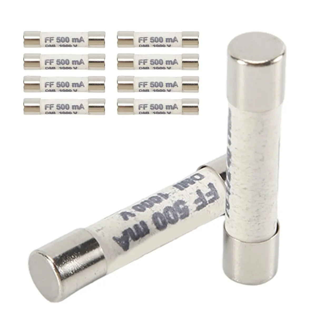 L77A 1000V 500MA 10Pcs 6.3X32mm Multifunctional Convenient Portable Practical White Ceramic Fuse for Multimeter