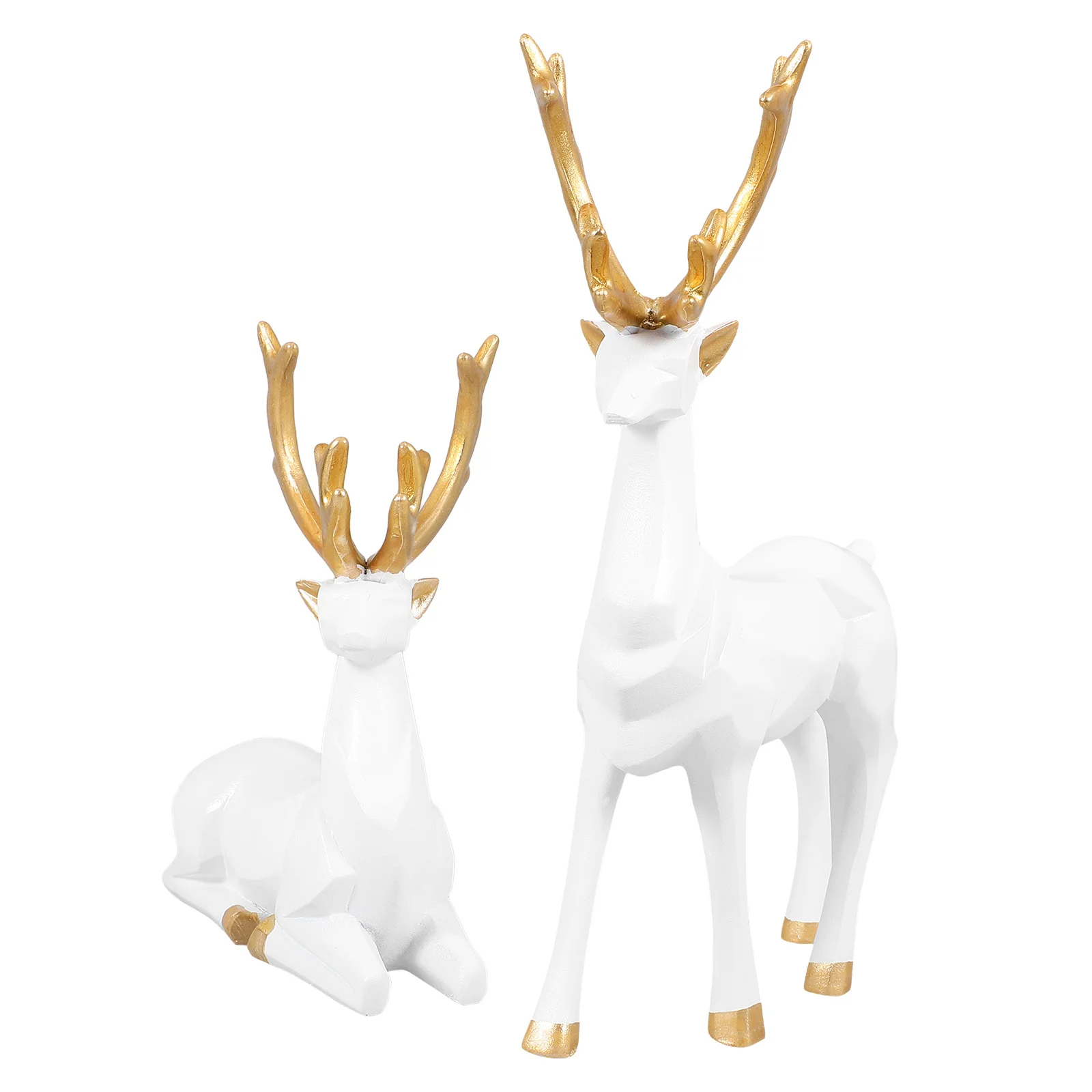 

2pcs Reindeer Shelf Decor 3D Geometric Medium Figurines For Holiday Christmas Home Decoration Living Room Tabletop