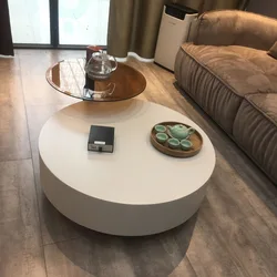 Round coffee table, small apartment living room, home light luxury, simple modern net red glass corner